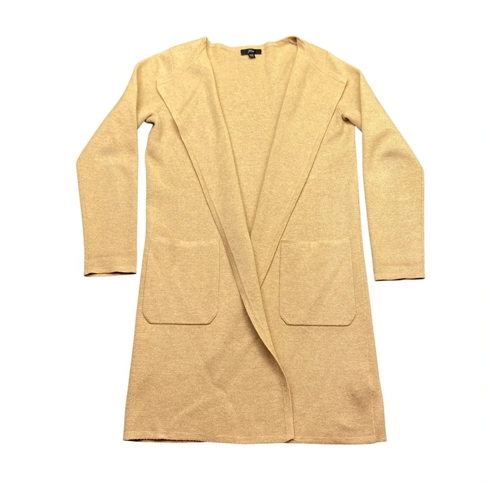J.Crew Womens Juliette Collarless Blazer Cardigan Sweater Tan Merino Blend J6339